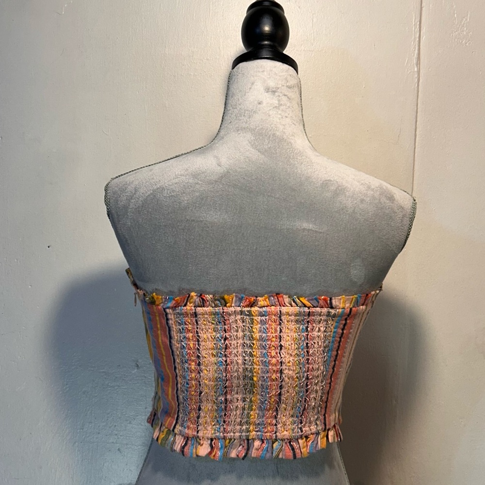 #0234 Anthropology Colorful Strapless Smocked Tube Top-M - Picture 2 of 10